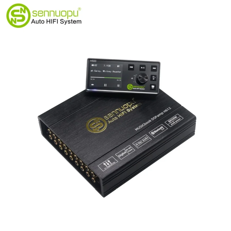 Sennuopu 12 Channels Digital Sound Processors DSP 8 Channels 50 Watts RMS Power Audio Amplifier with Bluetooth Player H612