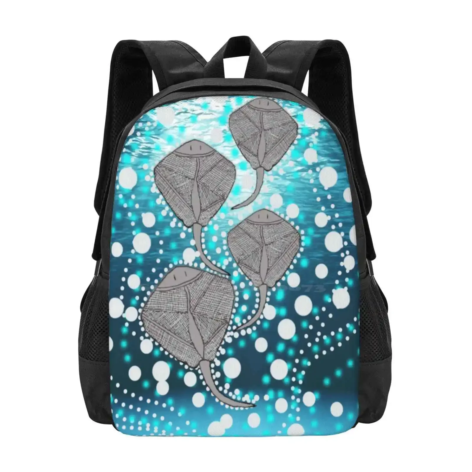 

Ginup ( Stingray ) Pattern Design Bagpack School Bags Stingrays Sea Occean Aboriginal Art Indigenous Art Australia Nimunburr