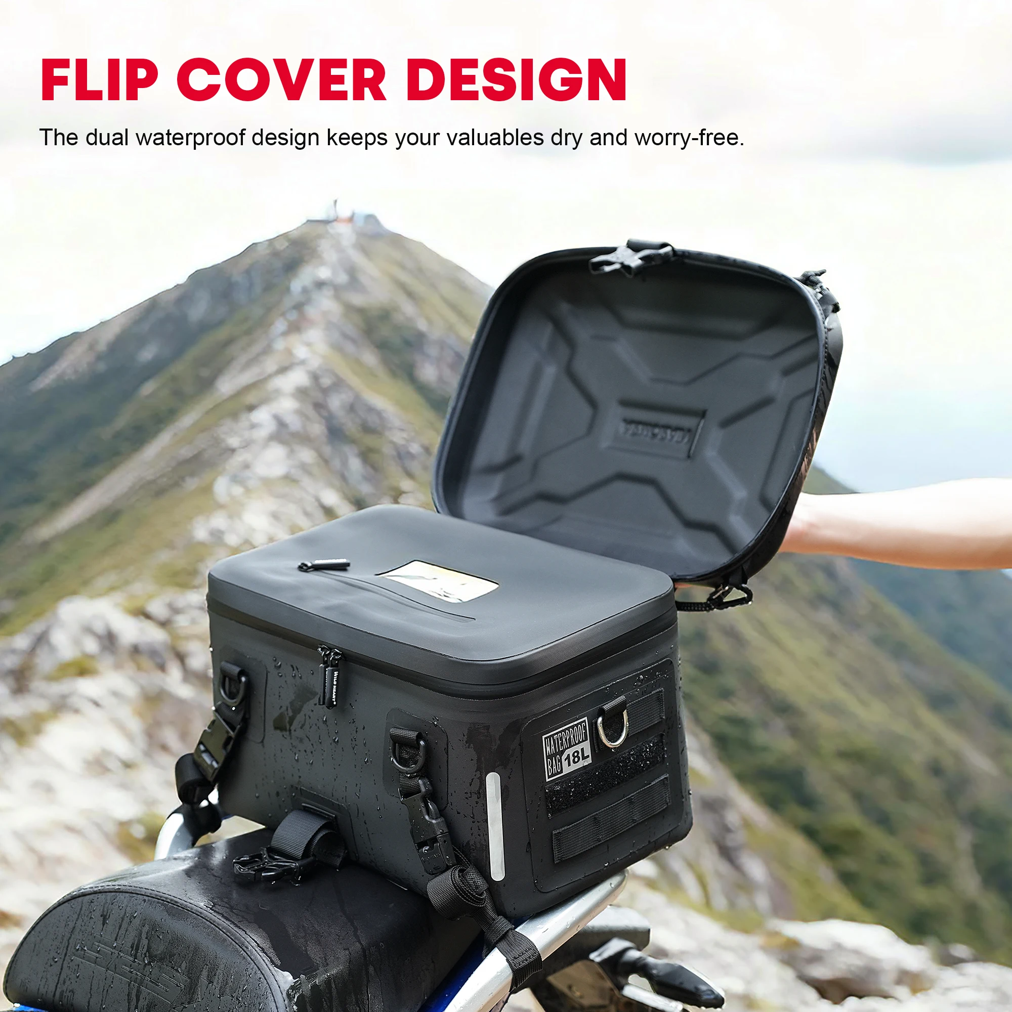 ARMORAIN 18L Motorcycle Tail Bag Hard Shell Waterproof Camera Equipment Rear Seat Luggage Bag for Motorbike Touring