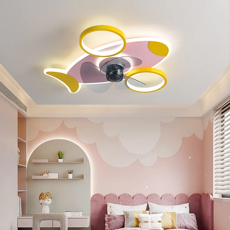 kidsBedroom decor led invisible Ceiling fan light lamp dining room Ceiling fans with lights remote control lamps for living room