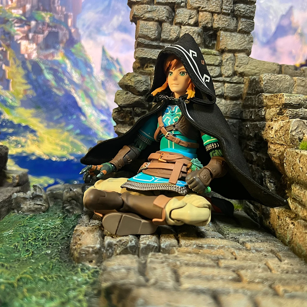 A lenda de zelda figma anime feito à mão link sob medida lágrimas do reino manto construído em fio de ferro é adequado para brinquedos 1/12