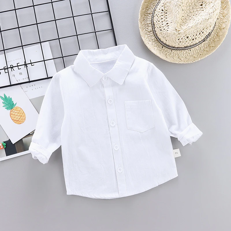 New Children SOLID WHITE Boys/girls Shirts Kids Tops Boys/girls Long Sleeve Baby Wedding Clothing Baby Top Tee Shirts 0-4 Years