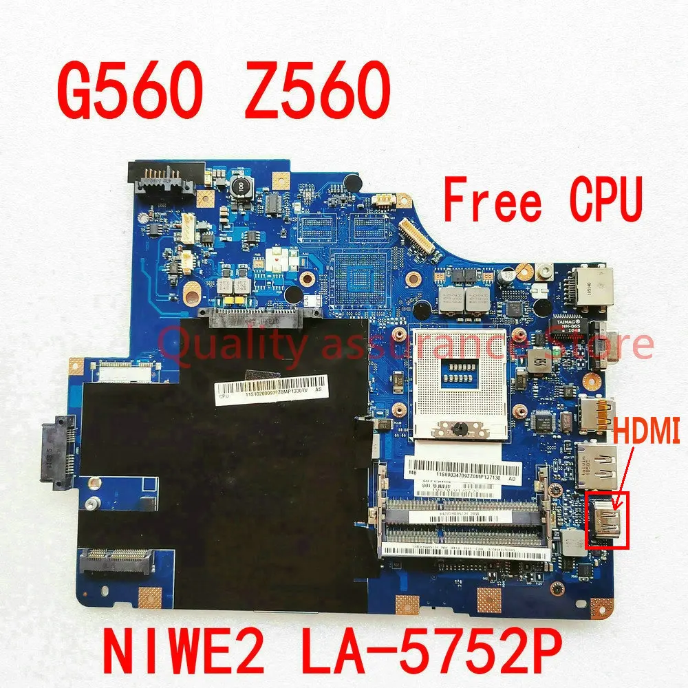 

NIWE2 LA-5752P For Lenovo Z560 G560 Laptop Motherboard LA-5752P Mainboard HM55 DDR3