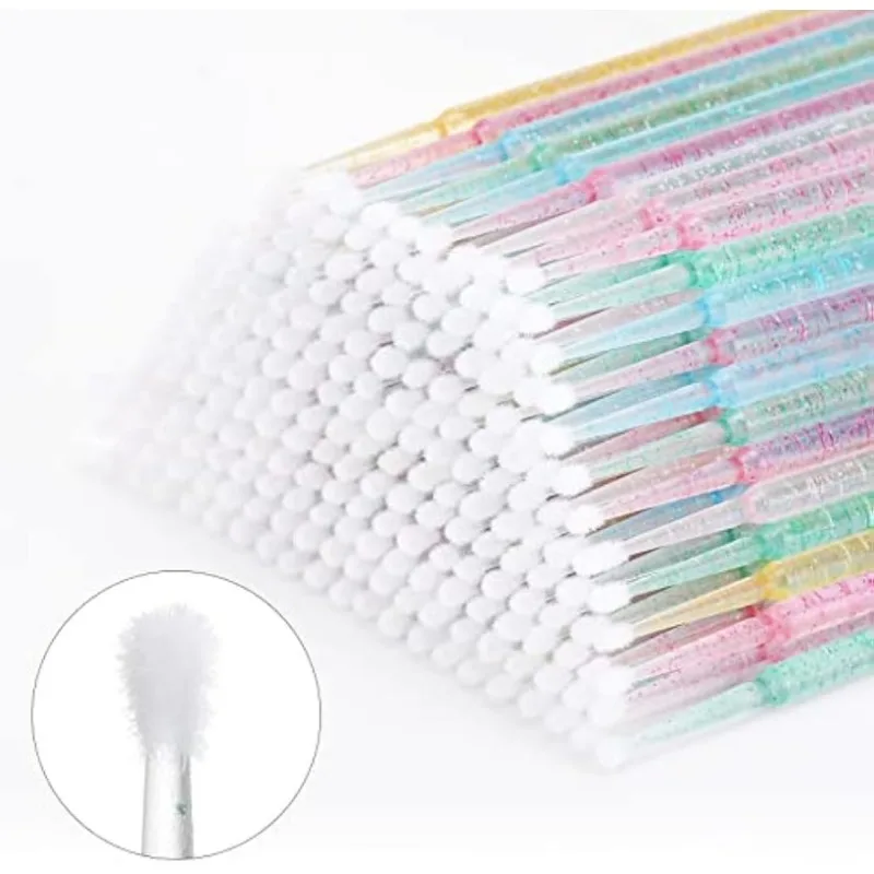 500/1000 Pcs Crystal Microbrushes Applicators Disposable Microswabs for Eyelash Extensions Micro Wands Spoolie 5 Color