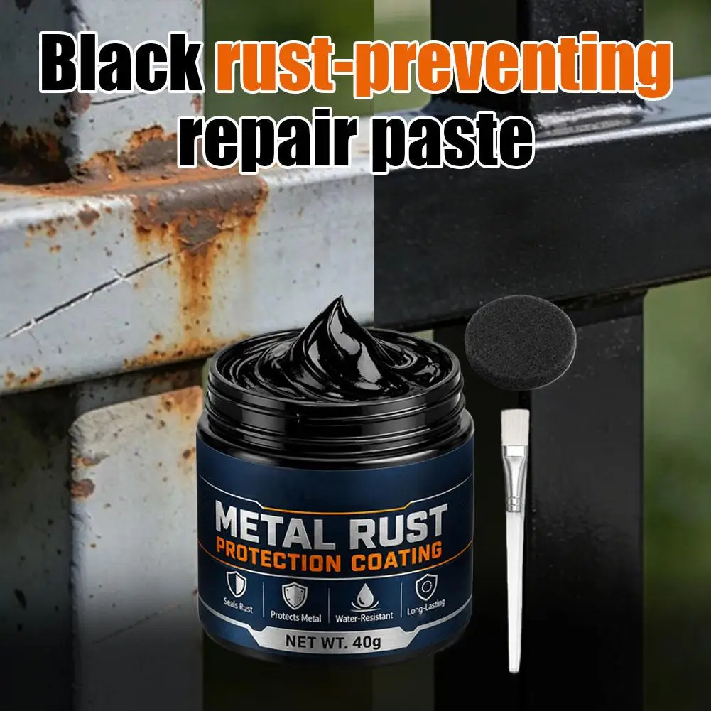 Metal Rust Prevent Repair Paste Black Anti Rust Protection Coating Water Resistant LongLasting Paste Metal Surfaces Maintenance