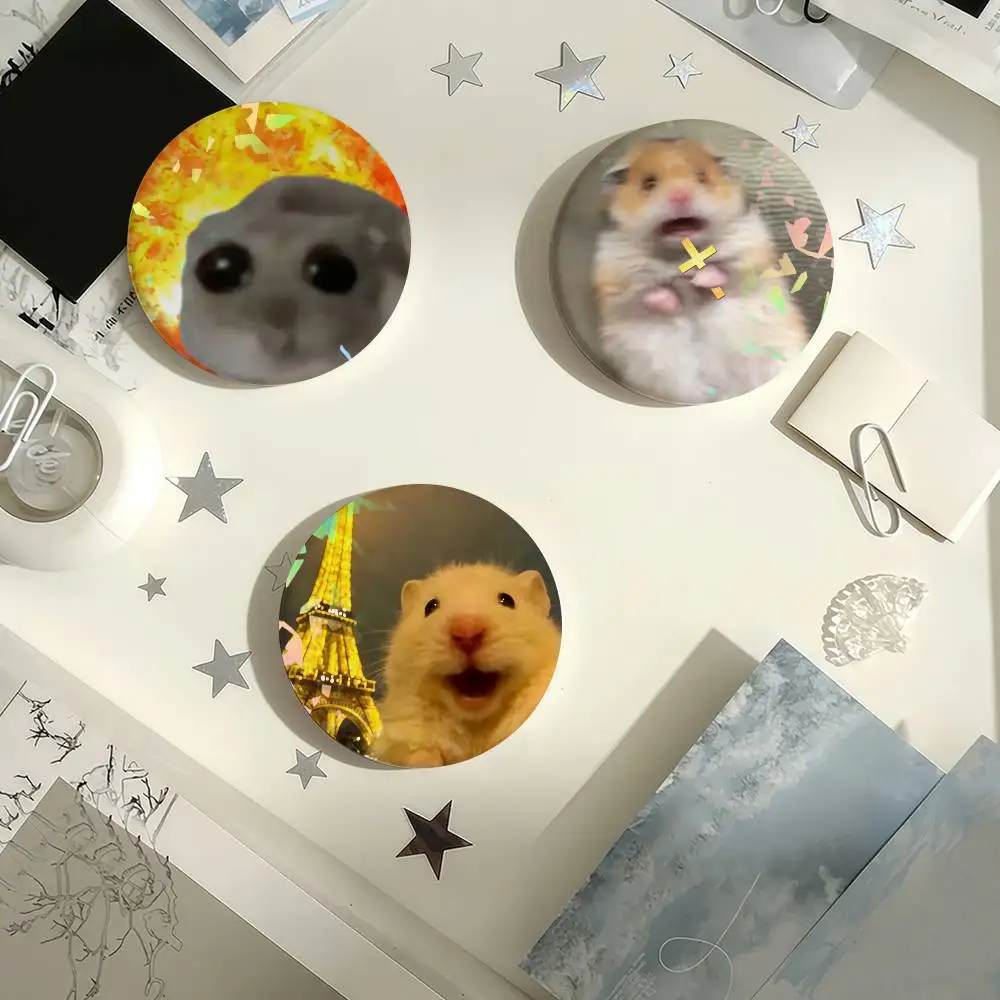 Funny Hamster meme Jesus Pyramid Laser Badge Creative Pins Brooch for Bag Clothes Hat Decor Gifts Fans Collect