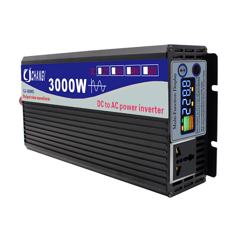 Imagem -02 - Inversor de Onda de Seno Puro 12v 220v 3000w 4000w Potência 12v 24v para ac 110v 220v 50 60hz Conversor Solar Carro Inversores Multi-função