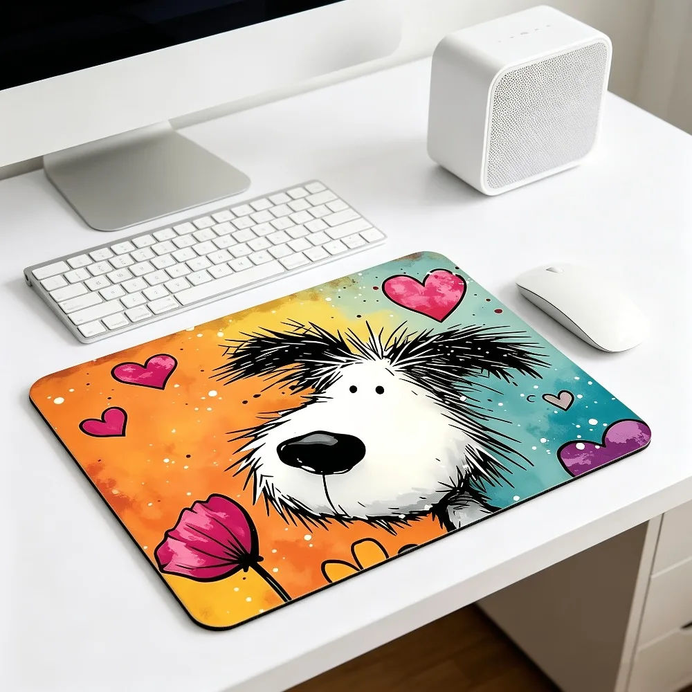 CIFBUY Small Gaming Mouse Pad Cartoon Dog Heart PC Keyboard Desk Mat Durable Non-Slip Rubber Base Home Office Laptop Computer De