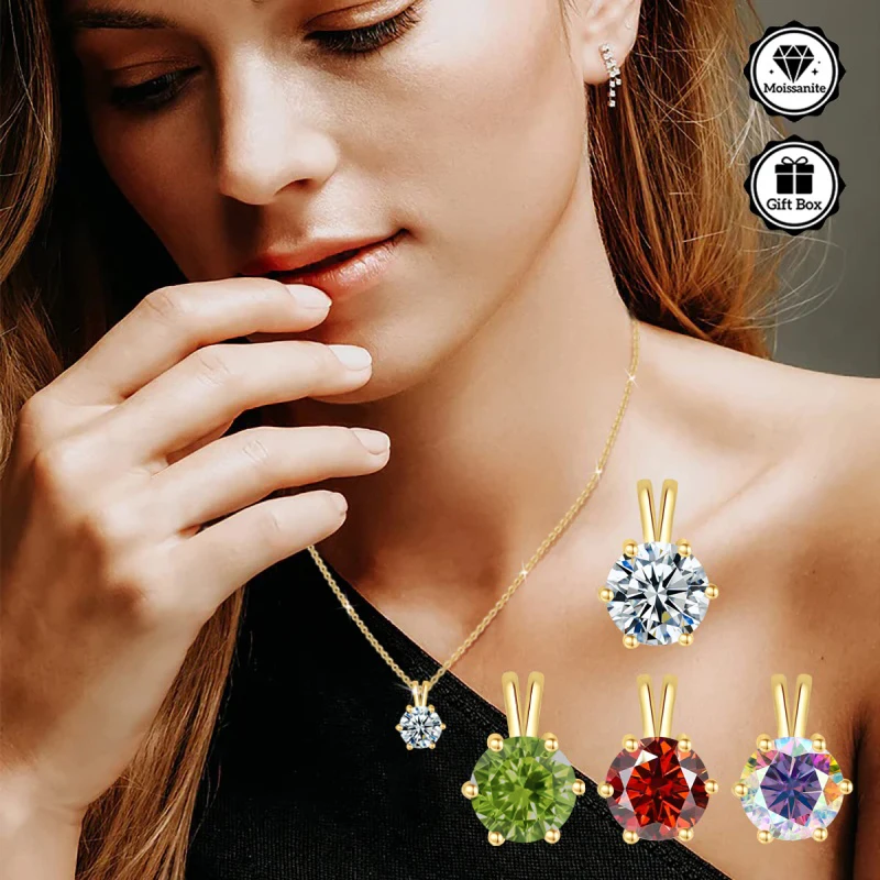 

LAMVOICE jewelry for women,2 carat moissanite necklace , Hypoallergenic necklace, golden plated, christmas gift,high quality
