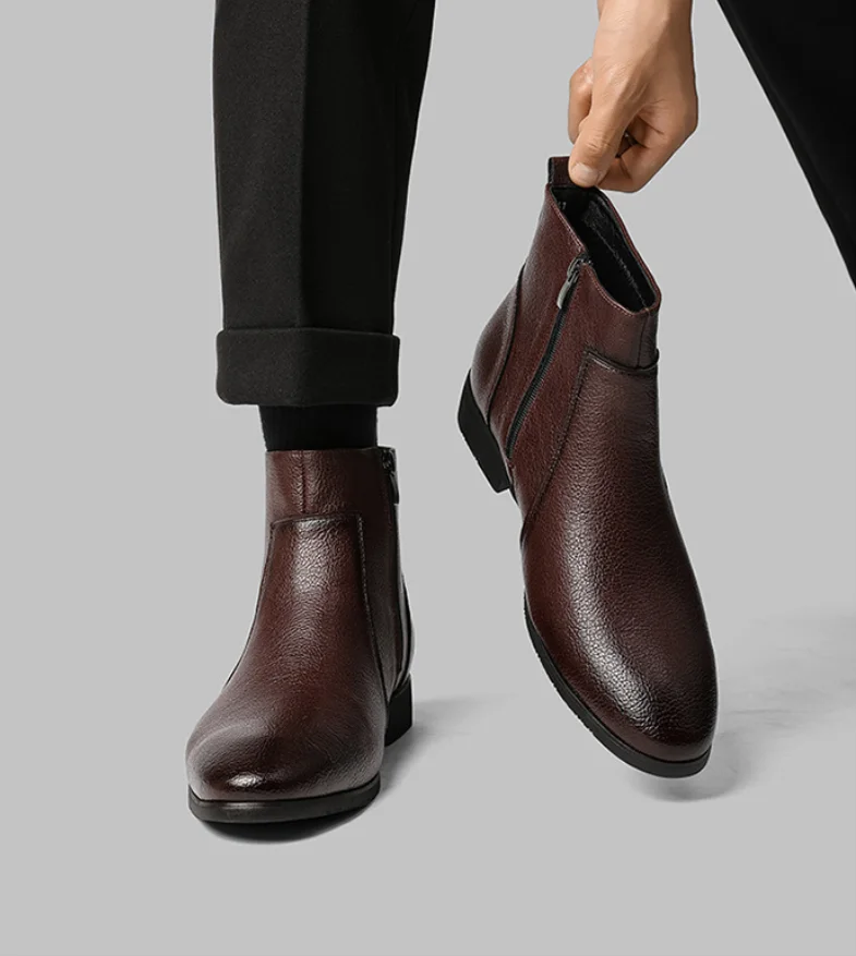 

Pop 40~46 Chelsea Boots Men 2026 Brand Comfortable Fashion Leather Boots Big Size Boots Boots Wedding Party Dress Men Business