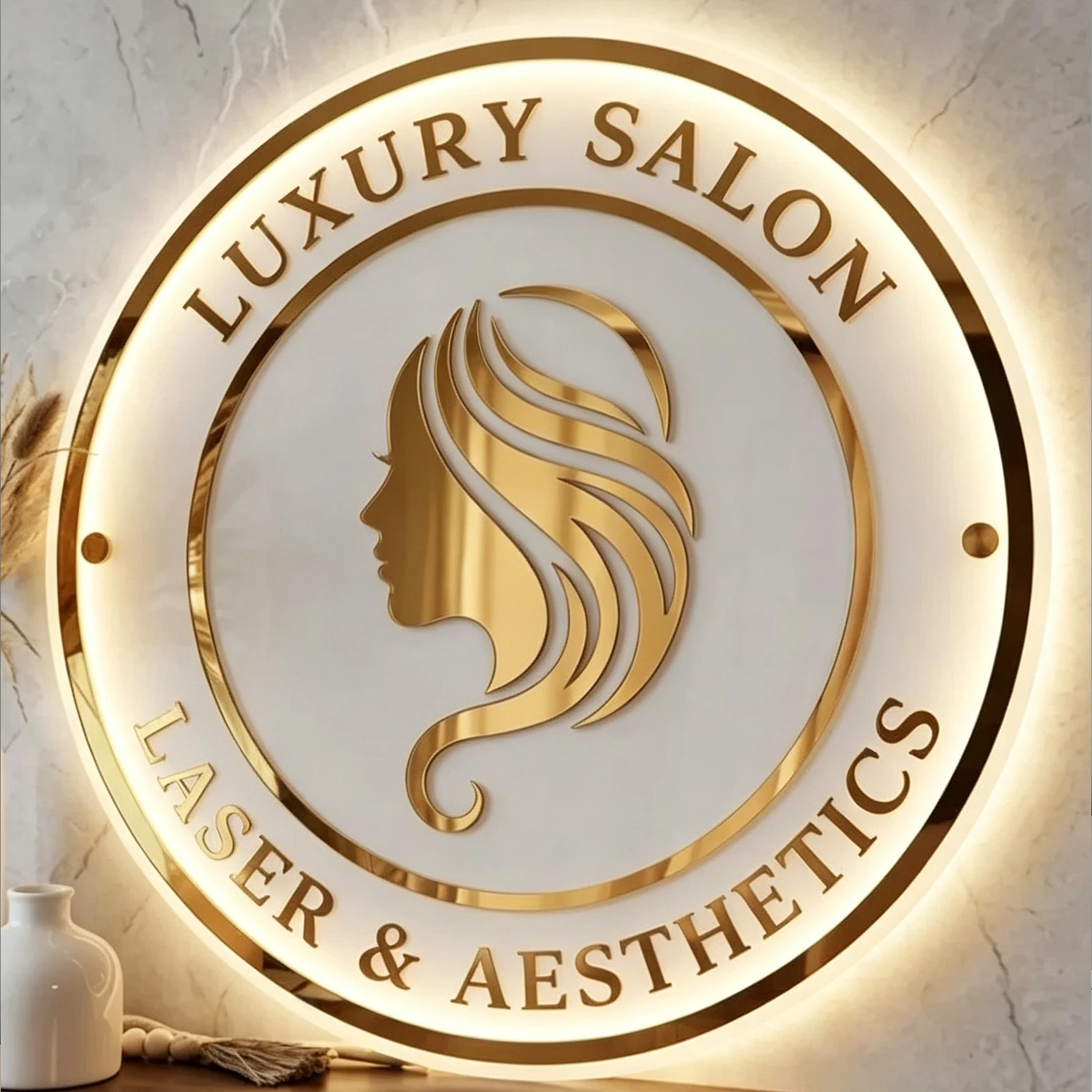 Custom Personalized Circle Acrylic Business Logo Sign  Hair Salon Cafe Bar Welcome Sign Round Front Door Sign Name Sign Decor