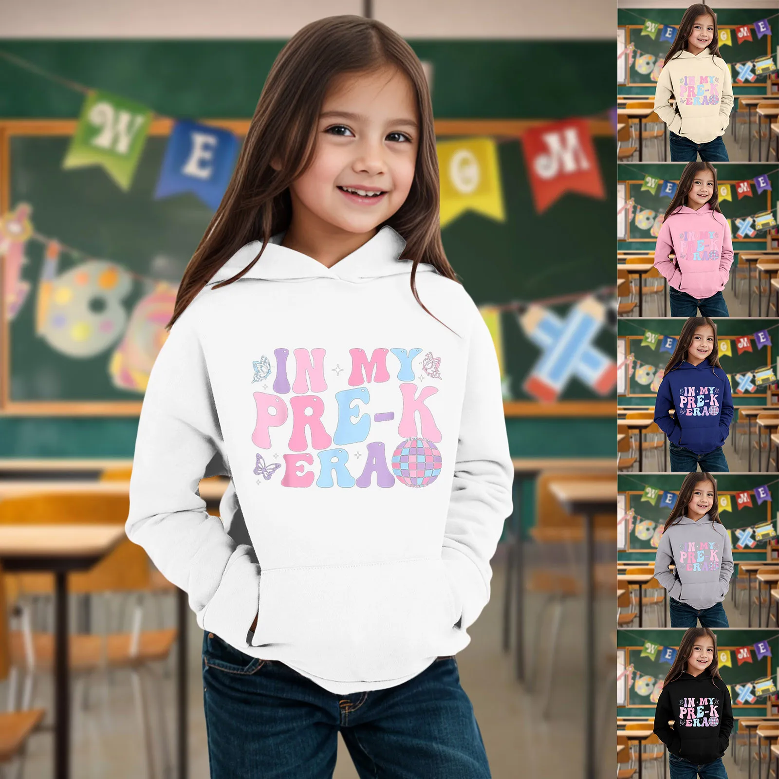 

1-12 Years Kids Boys Girls Autumn Winter Cute Hoodie Letter Printed Long Sleeve Hoodie Warm And Comfortable Tops Boys Sweatshirt