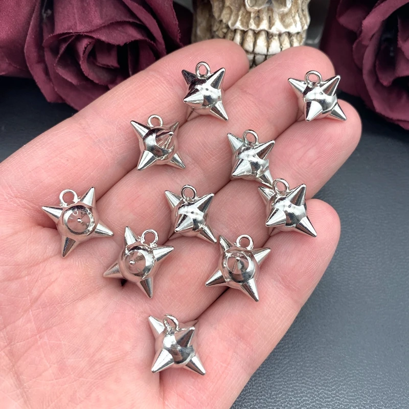 10 Uds. Colgante de bola puntiaguda 3D gótico de 15mm x 15mm, joyería DIY, encontrar Spike, estrella de la mañana, dijes colgantes, fabricación de joyas