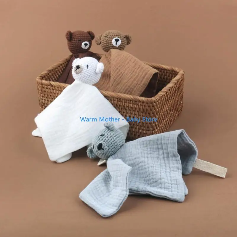 الطفل محبوك الدب التمريض مريلة الأمن منشفة للبنين فتاة سال لعابه تنفس مهديء منشفة الرضع المزاج مهدئا مريلة 57QE #4