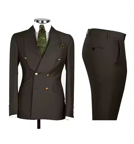 Light Blue Men's Suits Chic Double Breasted Blazer Peak Lapel Elegant Formal Set Male 2 Piece Jacket Pants Wedding Groom Tuxedos - Image 5