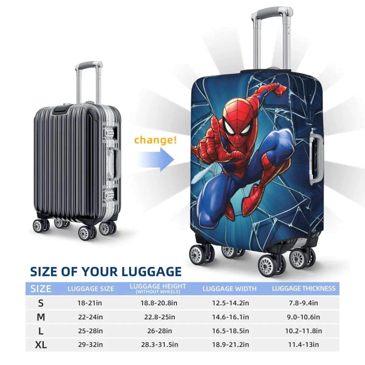 Spider Man Web Shooting Leap Poster Suitcase Cover Business Protection Flight Strectch Luggage Accesories