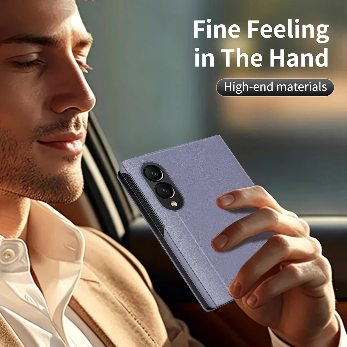 Minimalist Leather Wallet Case for Samsung Galaxy Z Fold 8 8 Ultra 7 6 5 4 Flip Smart Display Clear Window Cover