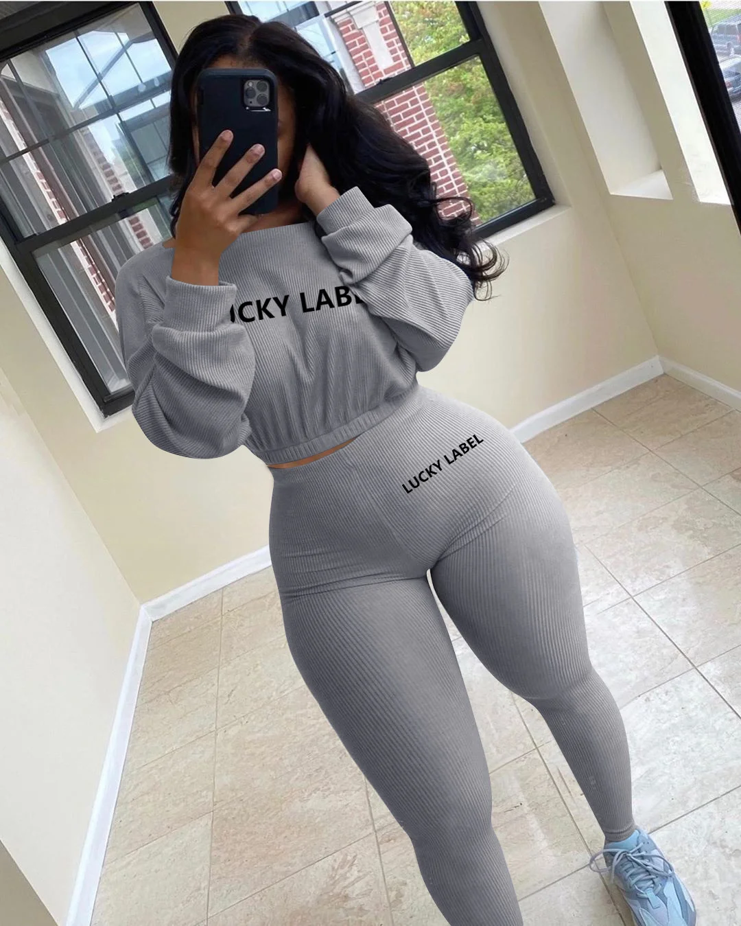 2024 Frauen Hose setzt Mode bedruckte Stickerei Frau zweiteilige gerippte Trainings anzüge Langarm Sweatshirt Jogger Frauen Outfits