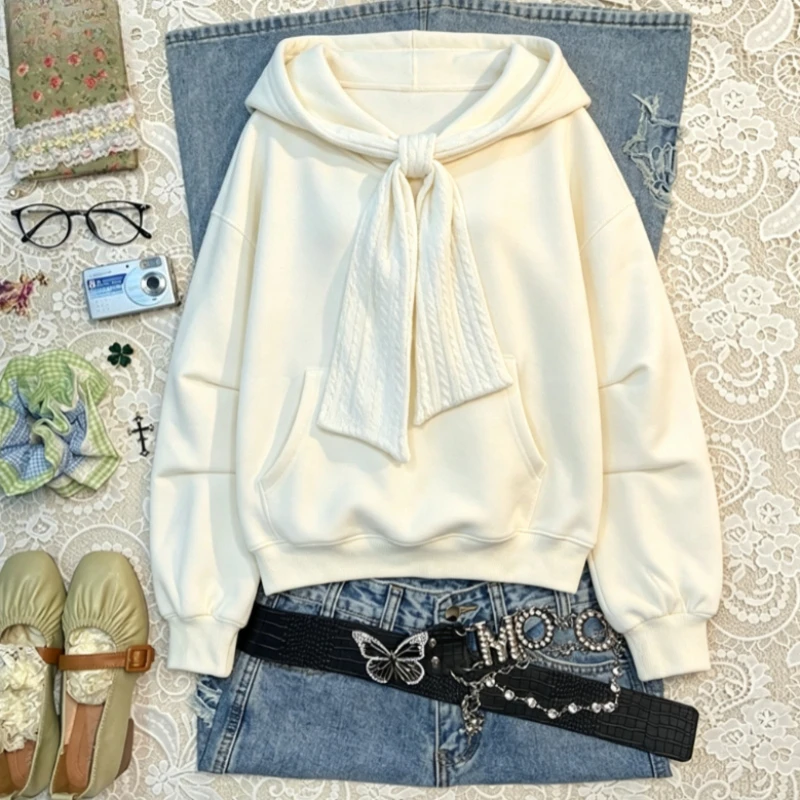 Women Harajuku Y2K Gothic Subculture Long Sleeve Hooded Pullover Sweet Elegant Aesthetic Streetwear Jumper Casual Daily Clothing