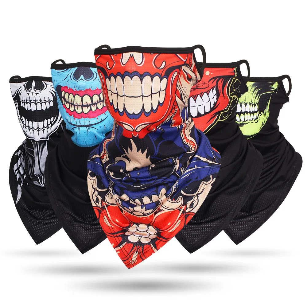 Multi-function Motorcycle Scarf Skull Half Face Mask Cycling Neck Gaiter Cover Shield Mesh Tube Sports Anti-UV Bandana Men Women