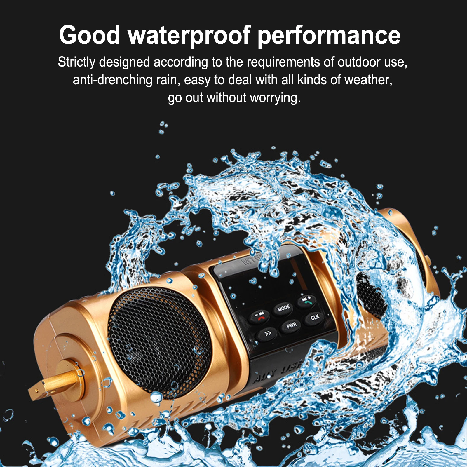 Motorcycle Speaker Bluetooth Audio Motorbike Stereo Speaker Moto FM Radio USB/TF Card/AUX Input MP3 Music Player Waterproof