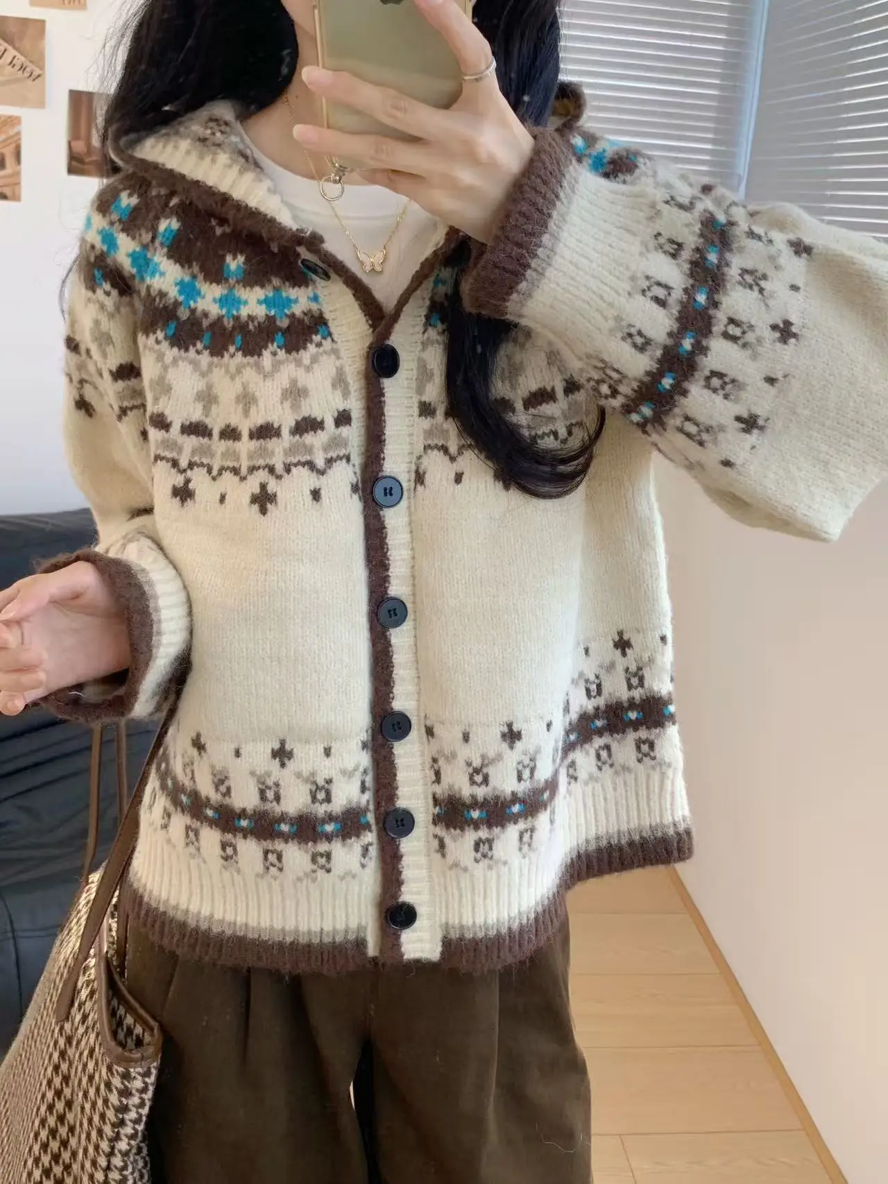 

Мягкий вязаный кардиган-пальто в стиле Fair Isle AAMY2025: Новинка, комфортный и теплый, для осени и зимы, женская вязаная одежда