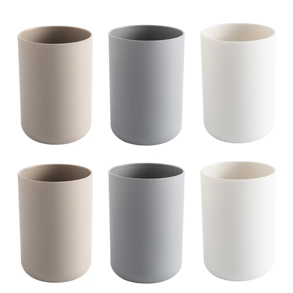 

6pcs Solid Color Toothbrush Cup Lightweight Portable Bathroom Accessories Coffee Mug Mouthwash Travel Gift