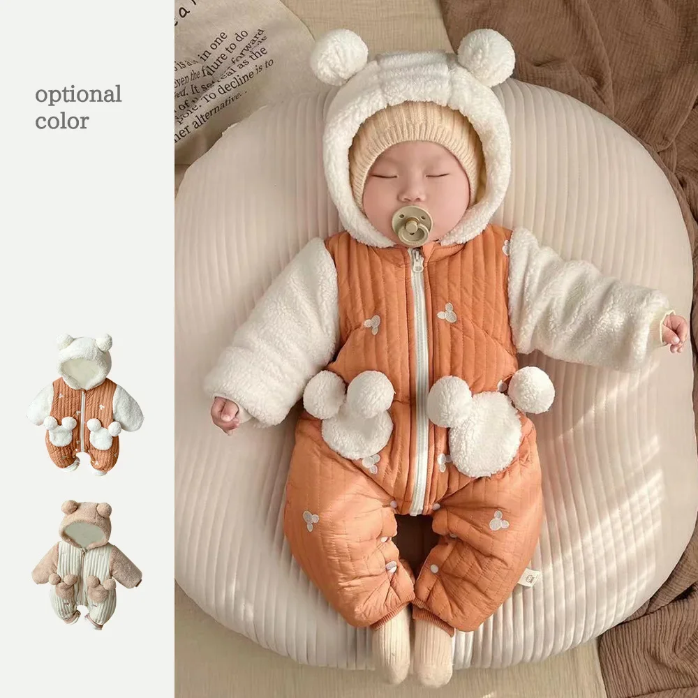 Baby Clothes Korean Winter Jumpsuit Plush Cute Cartoon Furry Sweater Romper Thickened Warm Bodysuits & One-Pieces 5-day Shipping