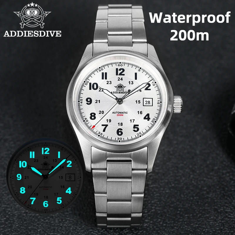 ADDIESDIVE Men Luxury Automatic Mechanical Watch 8215 Movement Sapphire Glass 200M Waterproof Luminous Analog Wristwatches AD2525