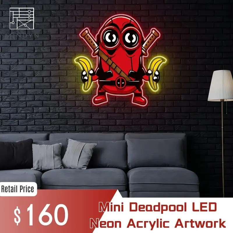 

Custom LED Neon Sign Light Mini Deadpool Room Decoration Wall Art Business Signboard UV Print Acrylic Artwork