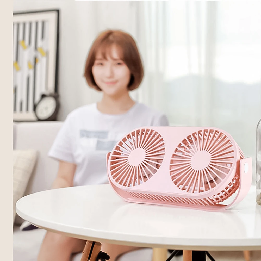 

1pc Double Head Mini Usb Rechargeable Led Night Light 360 Rotation Portable Tabletop For Home Office Pink 2000Mah