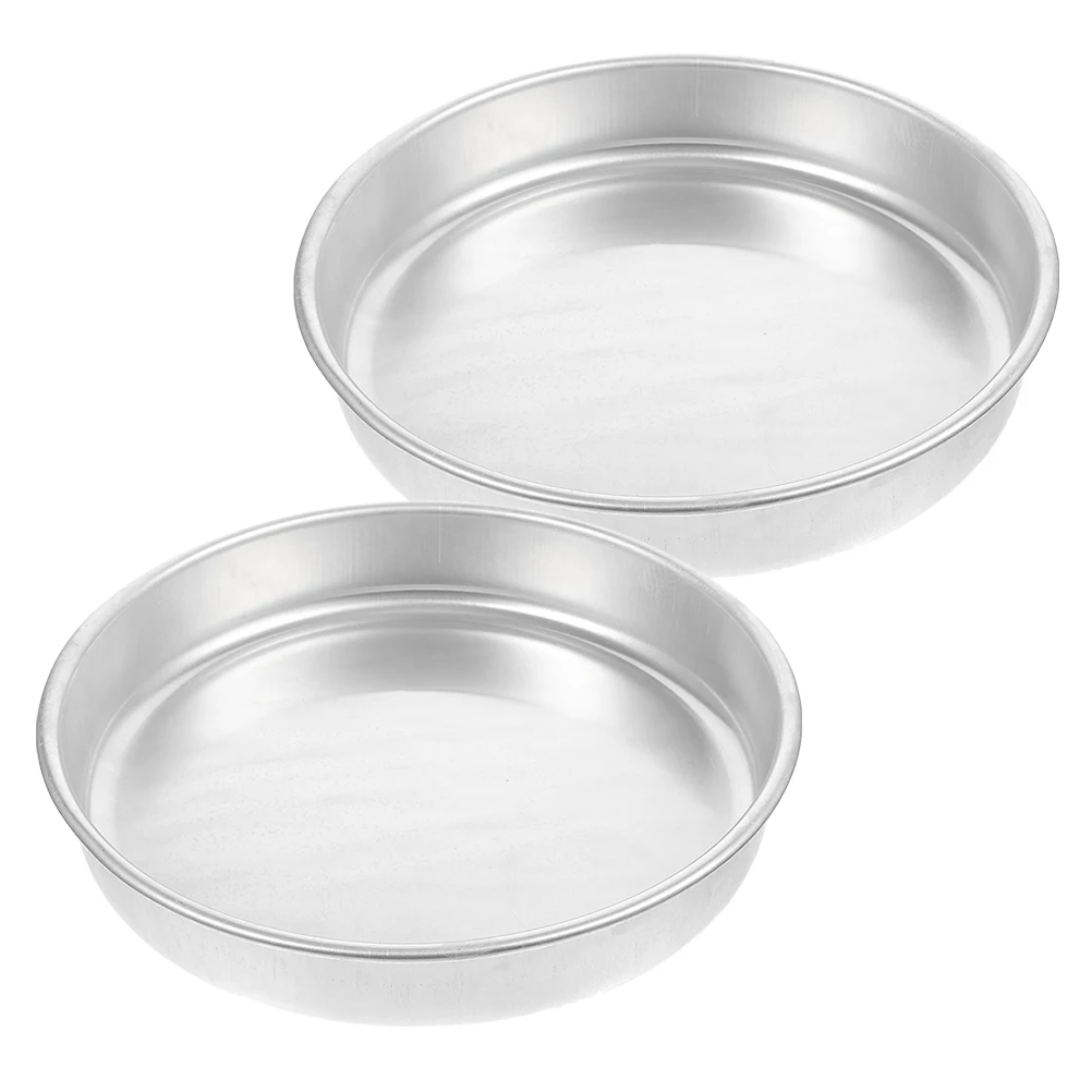 

2pcs Thickened Aluminum Baking Pan Round Shaped Oven Tray Heat Resistant For Roasting Easy Clean Home Use Kitchen