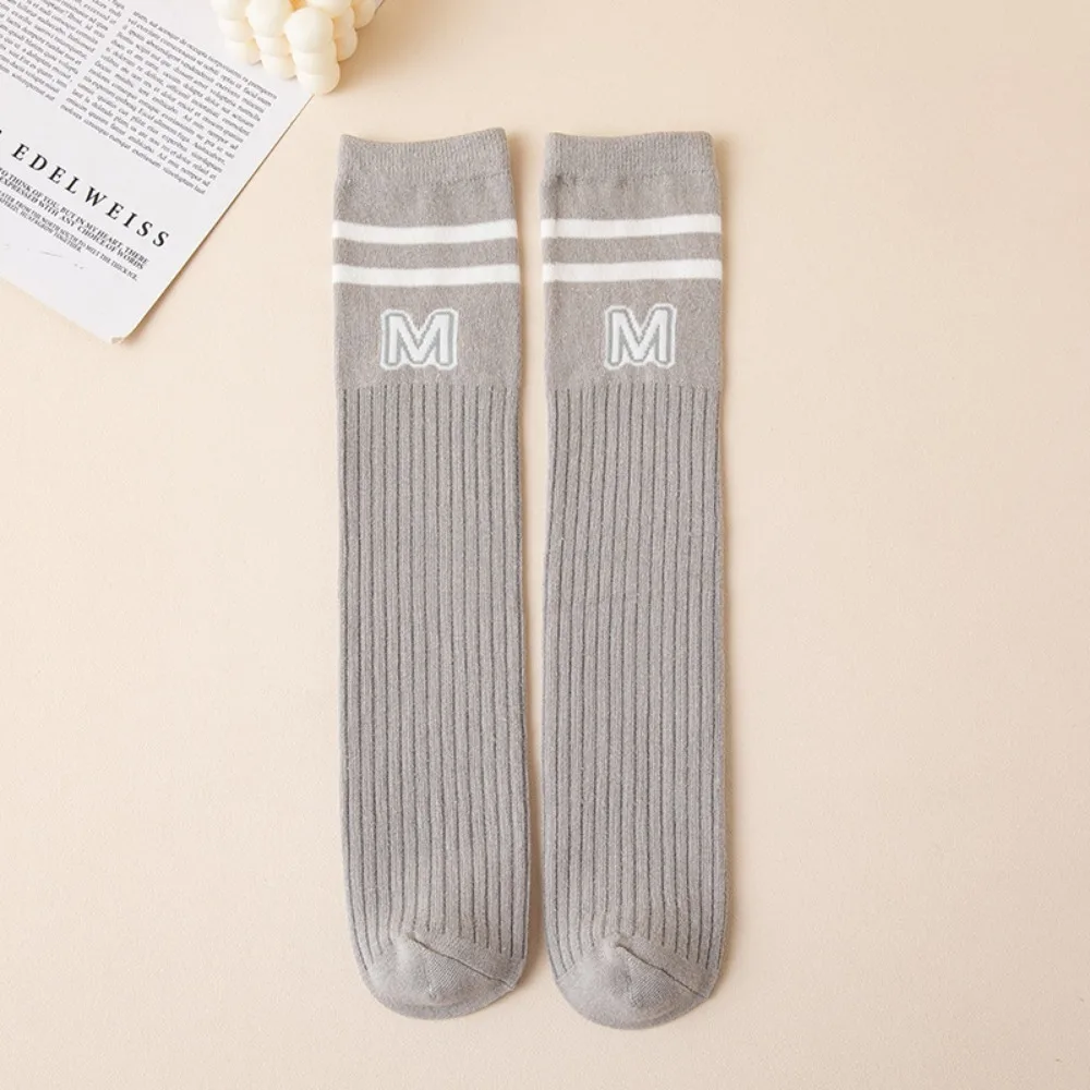 Fashion Spring Autumn School Sock Cotton Letter M Knee High Sock Thin Cotton Soft Sock For Boy Girl