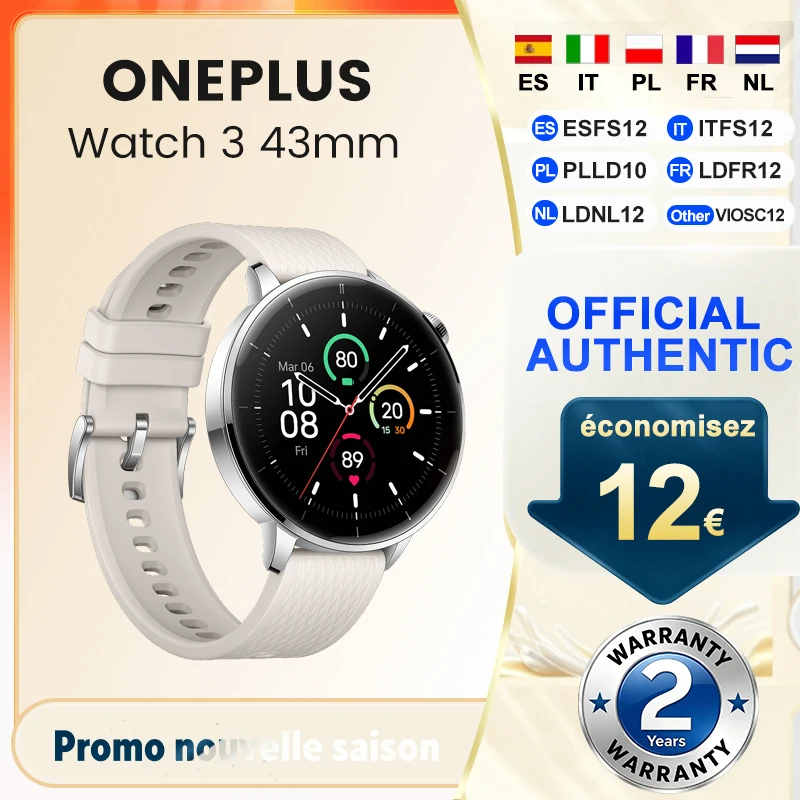 Image of Globale Version OnePlus Watch 3 Smartwatch 43mm 1,32 Zoll AMOLED-Display Snapdragon W5 Prozessor Dual-Frequenz-GPS Wear OS