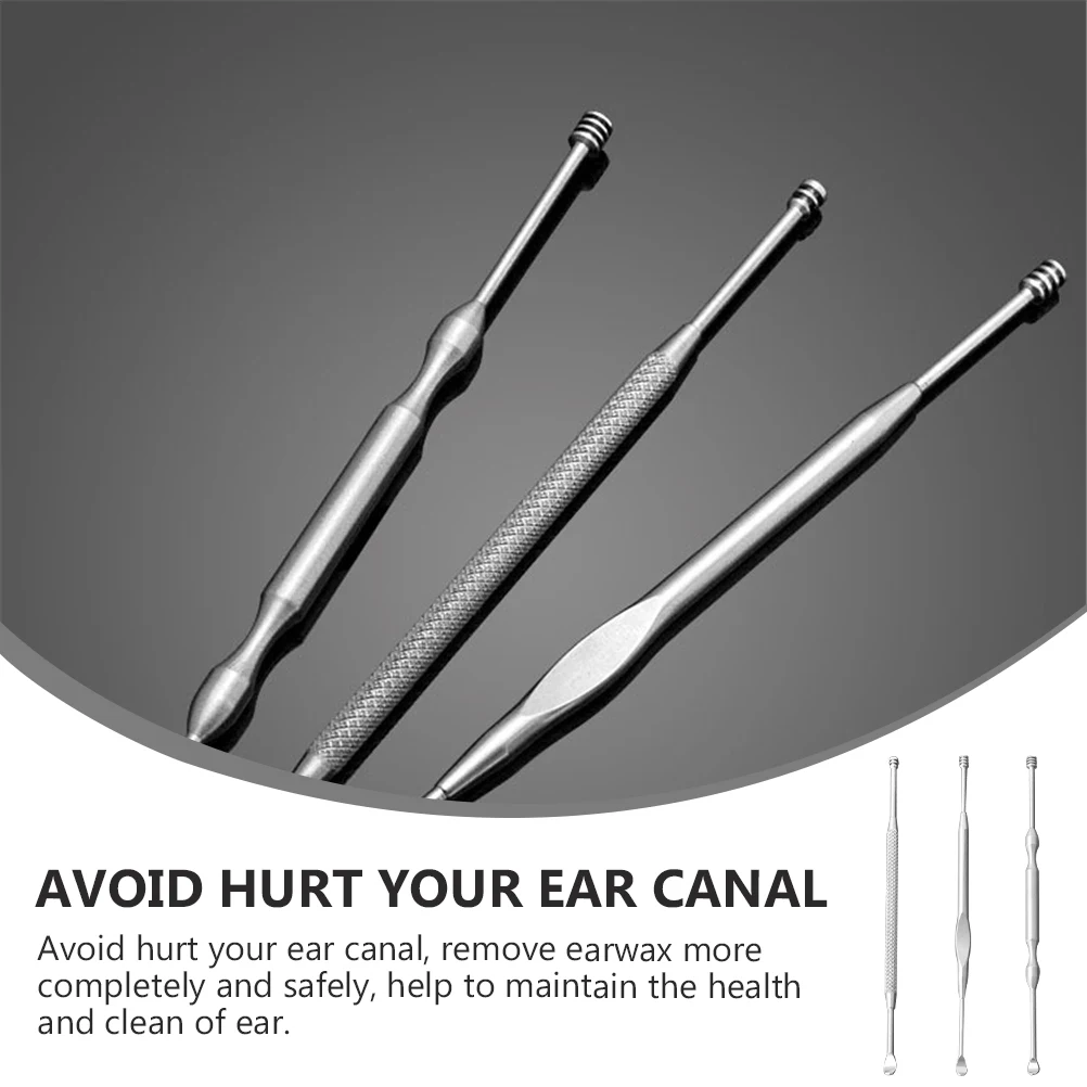 

3Pcs Sturdy Stainless Steel Ear Wax Scoop Double-Headed Durable Practical Ear Cleaner Tools Safe Easy Carry for Home Travel
