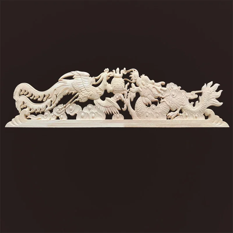 Chinese Dragon Wood Carving Onlays and Appliques Home Decorations Accessories Antique Onlays Moulding Wood Decals for Furniture