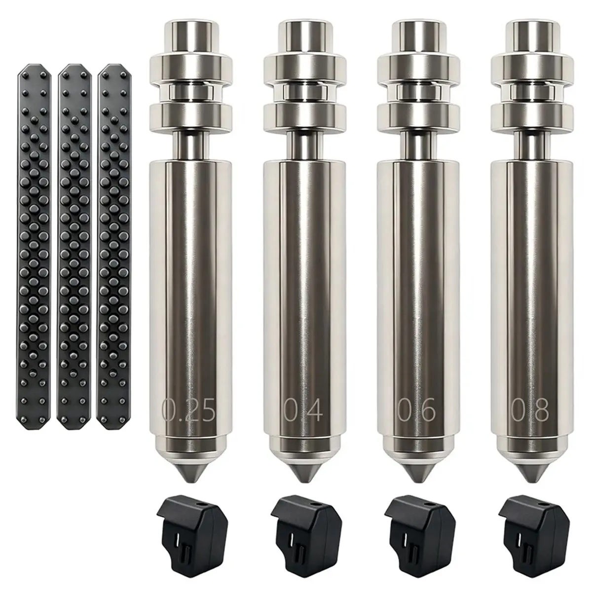 Workshop Gear 4PCS Nozzle for X, 0.25/0.4/0.6/0.8mm Hardened Steel Integrated Nozzles W/4 Silicone Socks and 3 Brushes