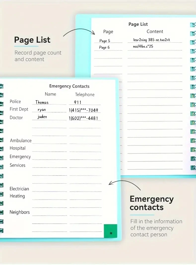 A6 Passwort-Logbuch mit Alphabetischen Registerkarten, Spiralgebundener Passwort-Organizer für Zuhause, Büro & Persönlichen Gebrauch – Detail 5