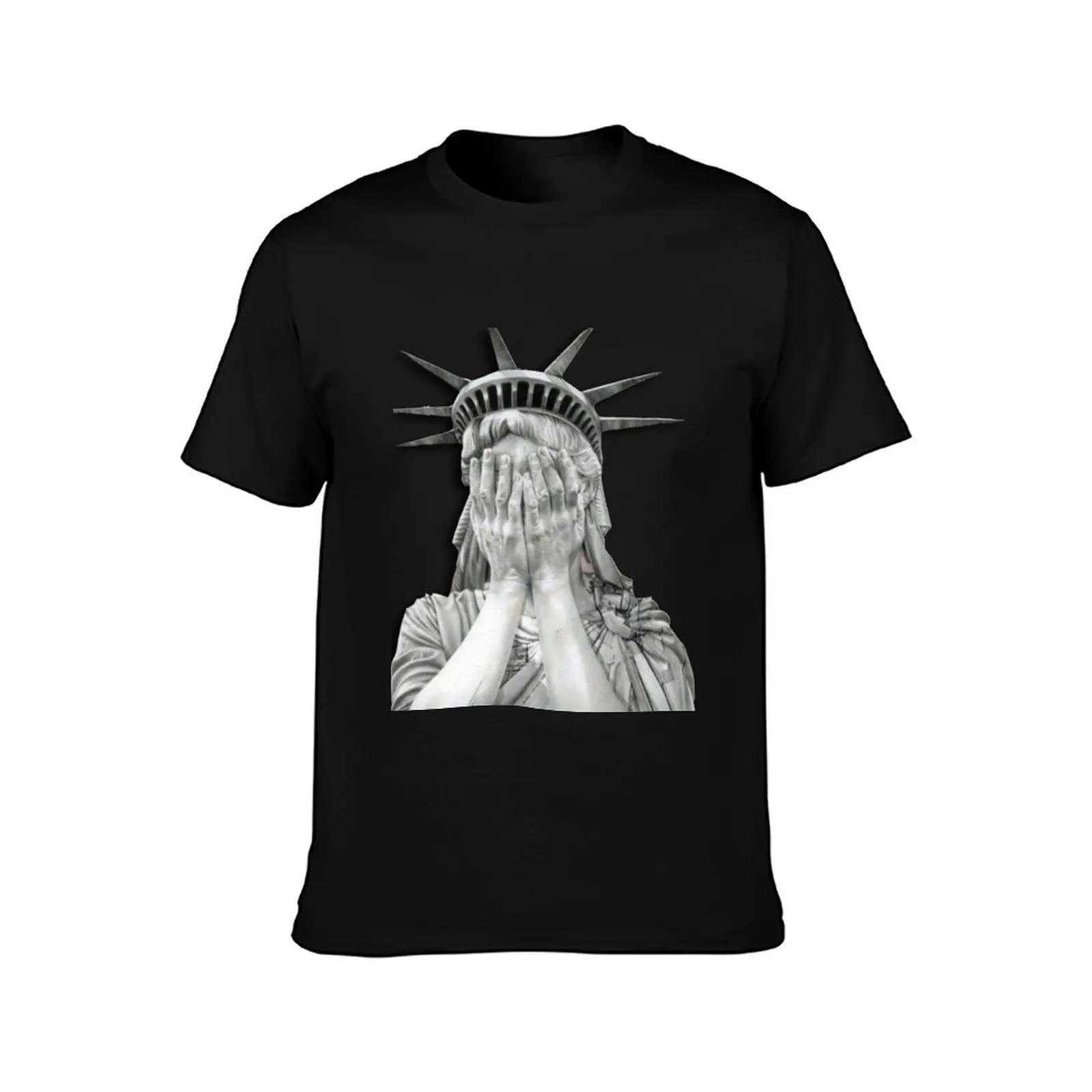 Statue Of Liberty tears T-Shirt, Summer Casual Cotton Tee, Oversized Streetwear Tops, Vintage Graphic Print, Unisex Men Women