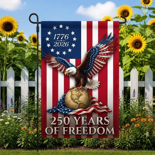 250 Years of Freedom Garden Flag 1776-2026 Eagle Betsy Ross USA Decor AAV