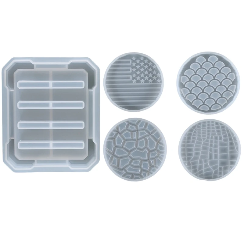 

Coaster Molds For Resin Casting,4PCS Resin Coaster 1PCS Molds With Coaster Holder Mold,Epoxy Resin DIY Home Dec