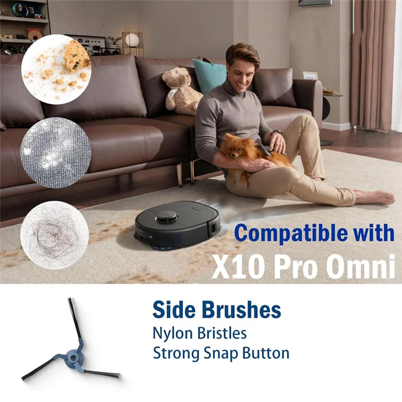 SANQ لـ Eufy X10 Pro Omni، فرش جانبية رئيسية، مرشحات Hepa، ملابس ممسحة، ملحقات قطع غيار المكنسة الكهربائية