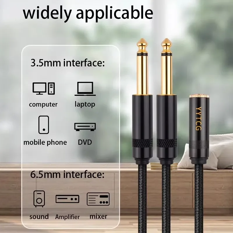 Converter 3.5mm To 6.5mm Jack Audio Cable Adapter 3.5 Female To 2 Male 6.35mm Mic Y Splitter Headset PC Microphone Connector