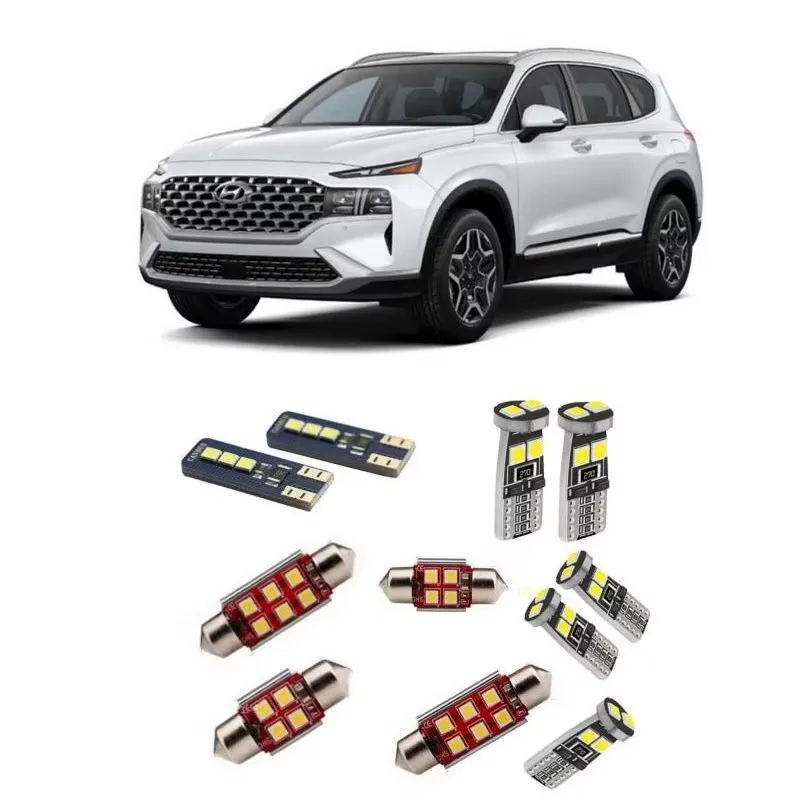 

Для Hyundai Santa Fe 2022 2021 2020 10 шт. Автомобильное светодиодное внутреннее освещение Автомобильные лампочки лампы для автомобилей без ошибок