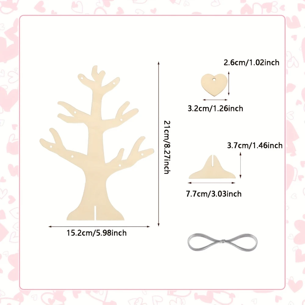 

6set 3d Heart Tree Wooden Heart-shaped Trees Mother's Day Heart-shaped Tree Decorations Handicrafts For Decorating Tables