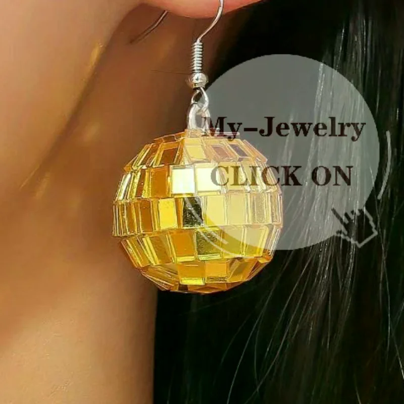 Y2K Style Retro Disco Ball Dangle Earrings 1 Pair Trendy Jewelry for Streetwear Party Festival Women Gift