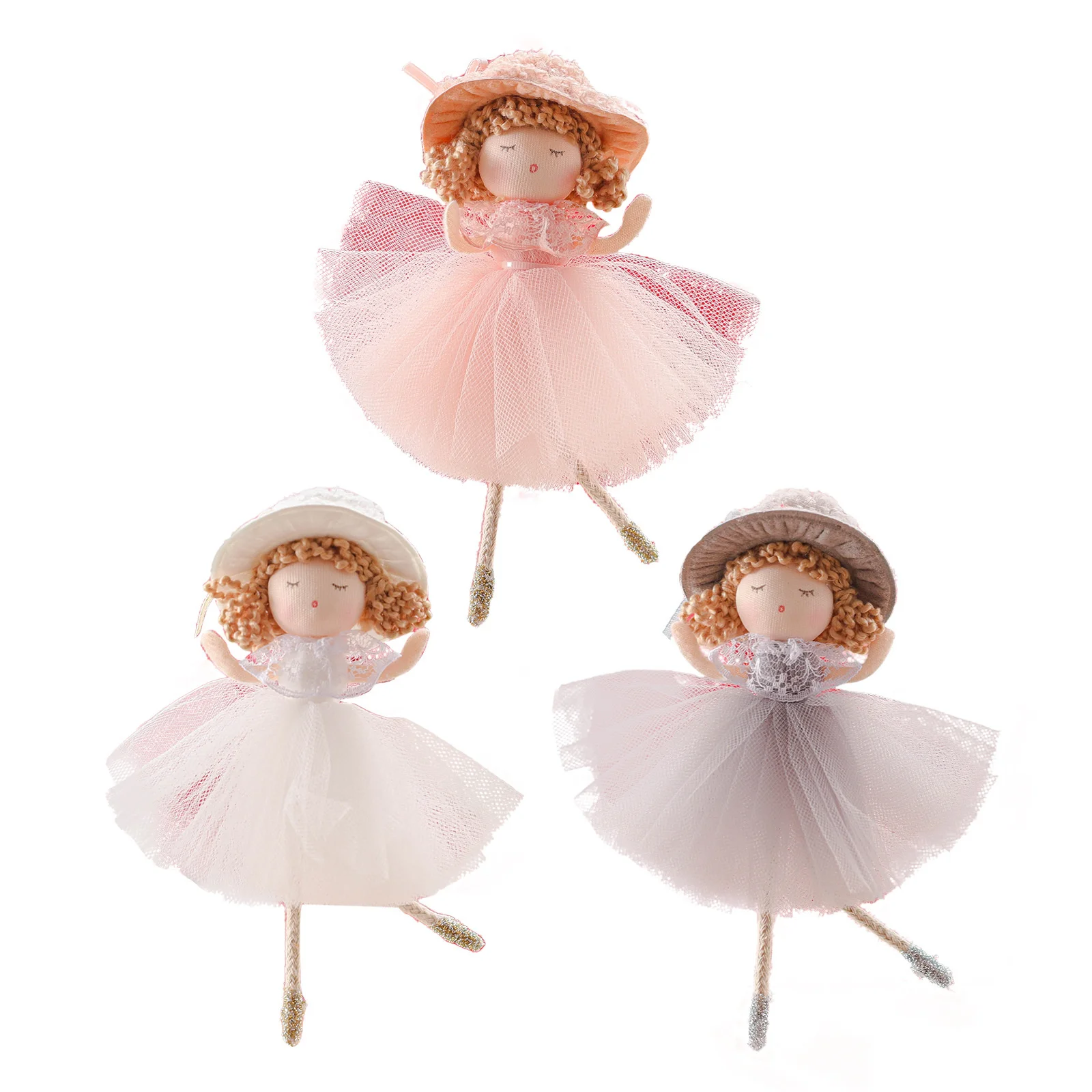 

60Pcs New Christmas Hat Angel Long Legged Girl Doll Pendant Christmas Tree Decoration Pendant