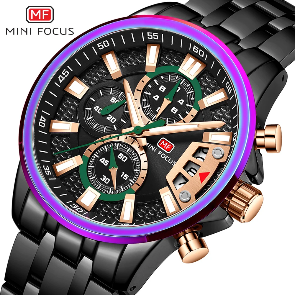 

MINIFOCUS Fashion Chronograph Quartz Watch for Men Waterproof Hyun-chae Case Multifunction Casual Stainless Steel Wristwatch Man