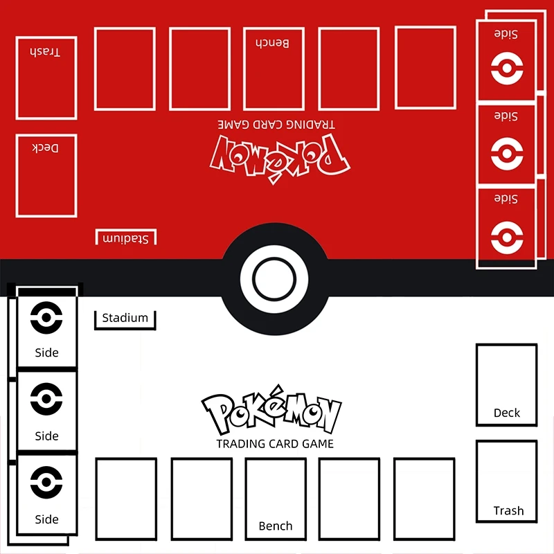 Pokemon Self Made PTCG Classic Series Red and White Solo Dueling Card Pad Classics Anime DIY HD Custom Made Battle Table Mat Toy