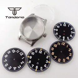 39mm Brushed Pilot Diving Watch Case+33.5mm Black Dial 200M Waterproof Fit NH35A NH36A ETA2824 PT5000 ST2130 Screwdown Crown